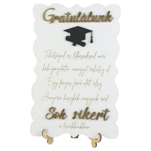 Decor din lemn mdf "Gratulalunk. Sok sikert" 19x28 CM