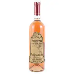 Vin rose 750 ml "Pentru cea mai buna Profesoara" cu eticheta personalizata din pluta