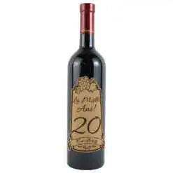 Vin rosu 750 ml "20 La multi ani! cu drag" cu eticheta personalizata din pluta