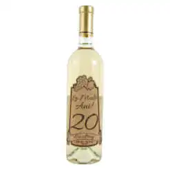 Vin alb 750 ml "20 La multi ani! cu drag" cu eticheta personalizata din pluta