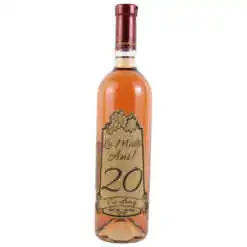 Vin rose 750 ml "20 La multi ani! cu drag" cu eticheta personalizata din pluta