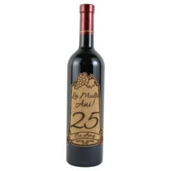 Vin rosu 0.75l "25 La multi ani! cu drag" cu eticheta personalizata din pluta