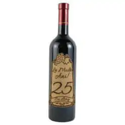 Vin rosu 750 ml "25 La multi ani! cu drag" cu eticheta personalizata din pluta