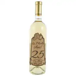 Vin alb 750 ml  "25 La multi ani! cu drag" cu eticheta personalizata din pluta