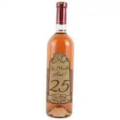 Vin rose 750 ml "25 La multi ani! cu drag" cu eticheta personalizata din pluta