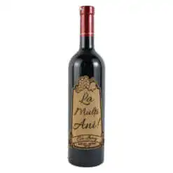 Vin rosu 750 ml "La multi ani! cu drag" cu eticheta personalizata din pluta