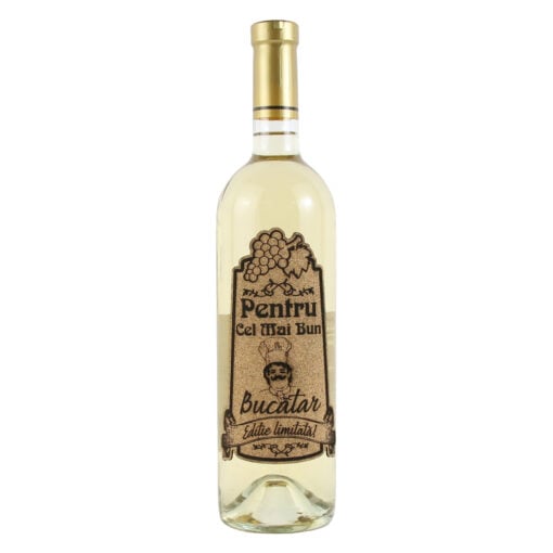 Vin alb 750 ml "Pentru cel mai bun Bucatar" cu eticheta personalizata din pluta