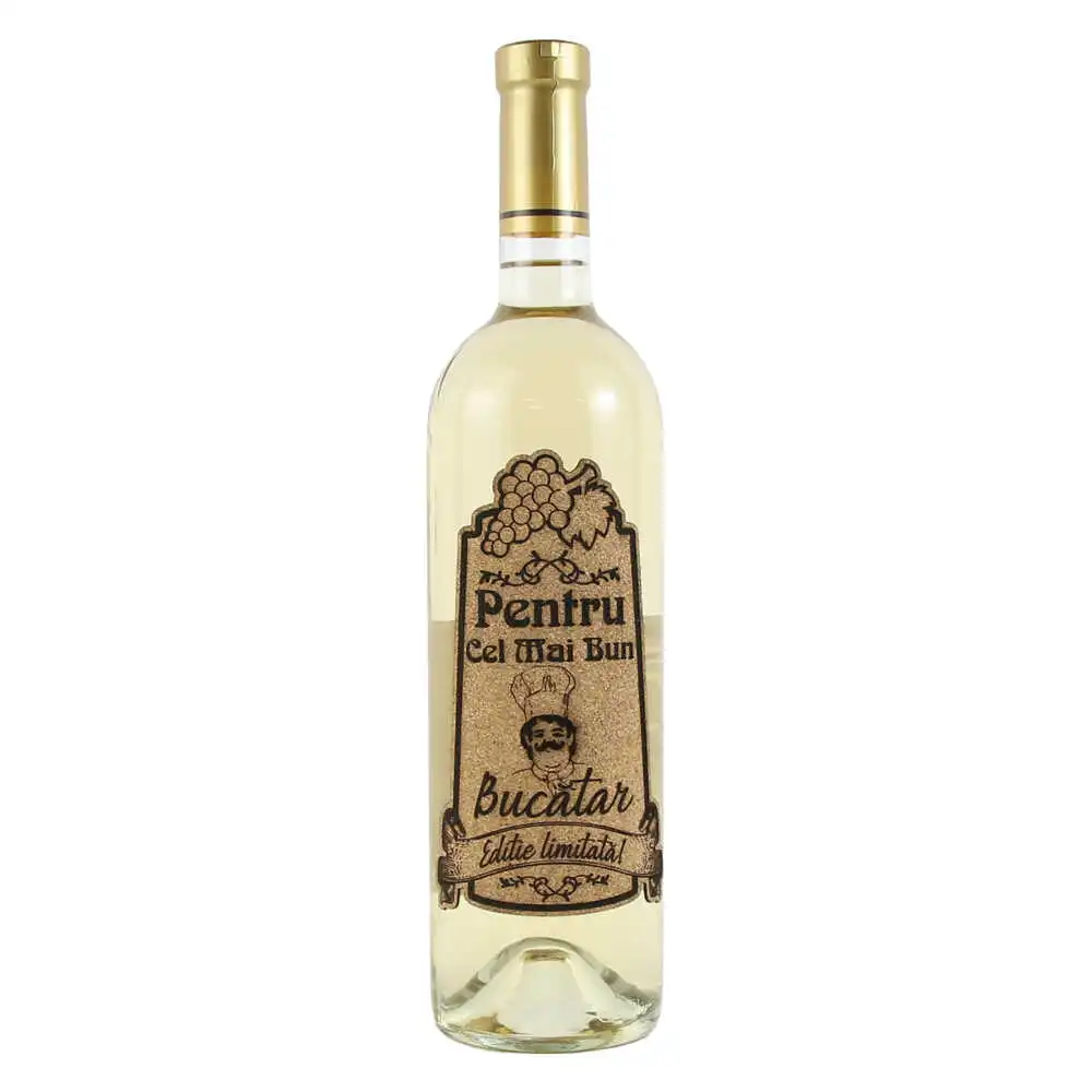 Vin alb 750 ml "Pentru cel mai bun Bucatar" cu eticheta personalizata din pluta