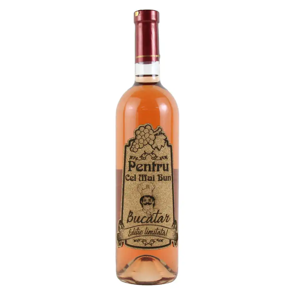 Vin rose 750 ml "Pentru cel mai bun Bucatar" cu eticheta personalizata din pluta Vin rose 750 ml "Pentru cel mai bun Bucatar" cu eticheta personalizata din pluta