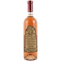 Vin rose 750 ml "50  Aniversare fericita!" cu eticheta personalizata din pluta
