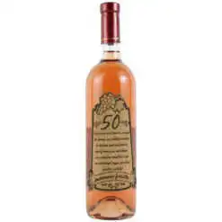 Vin rose 750 ml "50  Aniversare fericita!" cu eticheta personalizata din pluta
