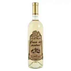 Vin alb 750 ml "Casa de piatra! La multi ani!" cu eticheta personalizata din pluta