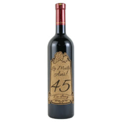 Vin rosu 750 ml "45 La multi ani! Cu drag" cu eticheta personalizata din pluta