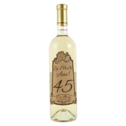 Vin alb 750 ml "45 La multi ani! Cu drag" cu eticheta personalizata din pluta