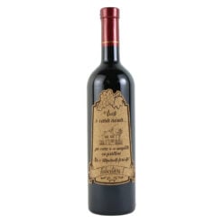 Vin rosu 750 ml "Aveti o casa noua...Felicitari!" cu eticheta personalizata din pluta