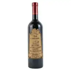 Vin rosu 750 ml "Aveti o casa noua...Felicitari!" cu eticheta personalizata din pluta