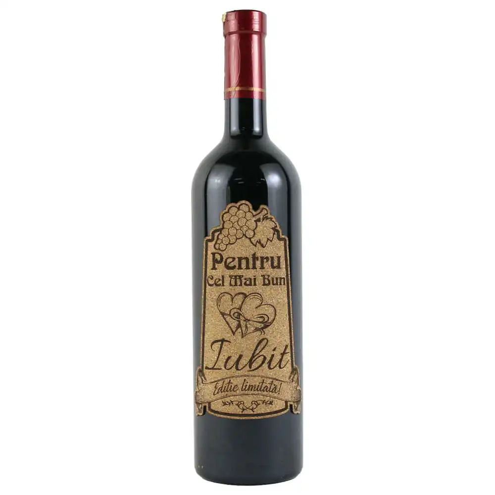 Vin rosu 750 ml "Pentru cel mai bun Iubit" cu eticheta personalizata din pluta Vin rosu 750 ml "Pentru cel mai bun Iubit" cu eticheta personalizata din pluta
