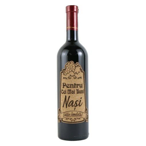 Vin rosu 750 ml "Nasi pentru o zi...." cu eticheta personalizata din pluta