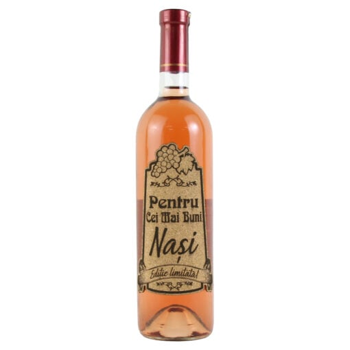Vin rose 750 ml "Nasi pentru o zi...." cu eticheta personalizata din pluta
