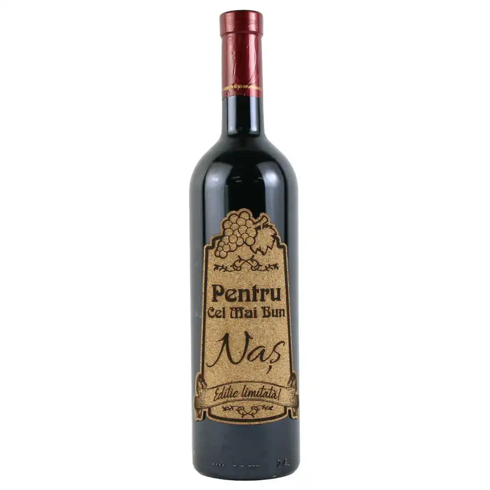 Vin rosu 750 ml "Pentru cel mai bun Nas" cu eticheta personalizata din pluta Vin rosu 750 ml "Pentru cel mai bun Nas" cu eticheta personalizata din pluta