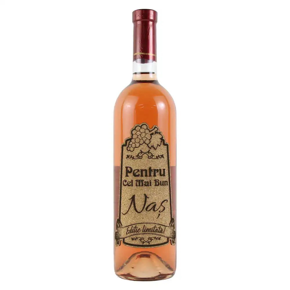 Vin rose 750 ml "Pentru cel mai bun Nas" cu eticheta personalizata din pluta Vin rose 750 ml "Pentru cel mai bun Nas" cu eticheta personalizata din pluta
