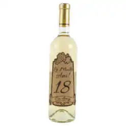 Vin alb 750 ml "18 La multi ani! cu drag" cu eticheta personalizata din pluta