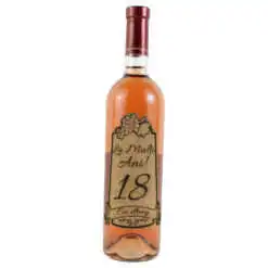 Vin rose 750 ml "18 La multi ani! cu drag" cu eticheta personalizata din pluta