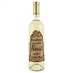 Vin alb 750 ml "Va multumim ca sunteti Finii nostri!" cu eticheta personalizata din pluta