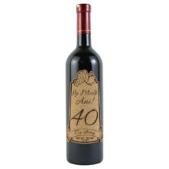 Vin rosu 750 ml "40 La multi ani! Cu drag" cu eticheta personalizata din pluta