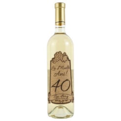 Vin alb 750 ml "40 La multi ani! Cu drag" cu eticheta personalizata din pluta