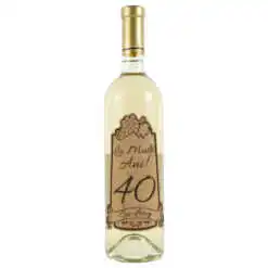 Vin alb 750 ml "40 La multi ani! Cu drag" cu eticheta personalizata din pluta