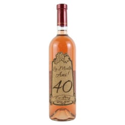 Vin rose 750 ml "40 La multi ani! Cu drag" cu eticheta personalizata din pluta
