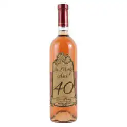Vin rose 750 ml "40 La multi ani! Cu drag" cu eticheta personalizata din pluta