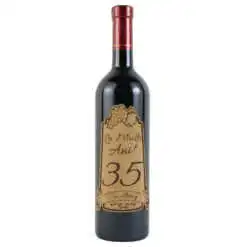 Vin rosu 750 ml "35 La multi ani! Cu drag" cu eticheta personalizata din pluta