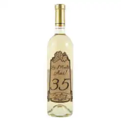 Vin alb 750 ml "35 La multi ani! Cu drag" cu eticheta personalizata din pluta