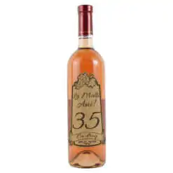 Vin rose 750 ml "35 La multi ani! Cu drag" cu eticheta personalizata din pluta