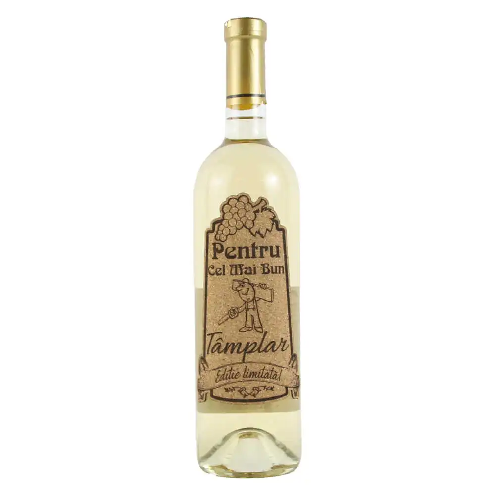 Vin alb 750 ml "Pentru cel mai bun Tamplar" cu eticheta personalizata din pluta