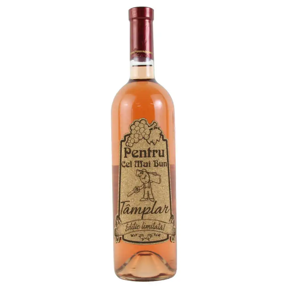 Vin rose 750 ml "Pentru cel mai bun Tamplar" cu eticheta personalizata din pluta Vin rose 750 ml "Pentru cel mai bun Tamplar" cu eticheta personalizata din pluta