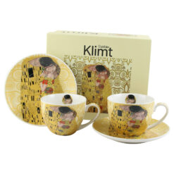 Set 2 cesti cu farfurii din portelan 270 ml "The Kiss" de Gustav Klimt