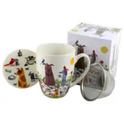 Cana portelan cu infuzor metalic si capac 360 ml "Dogs World