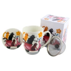 Cana portelan cu infuzor metalic si capac 360 ml "Cats World