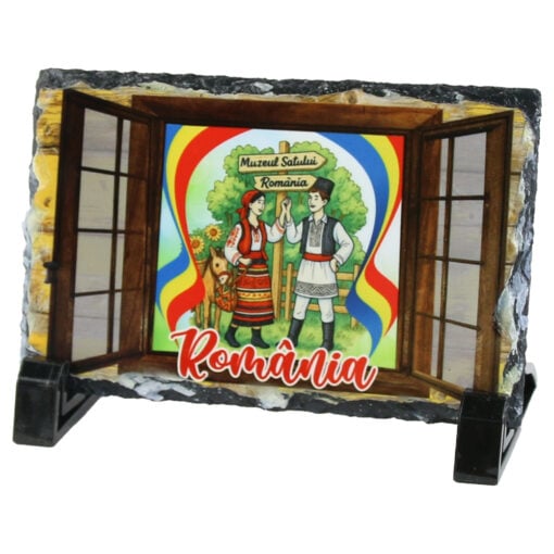 Placa ardezie "Muzeul Satului Romania"