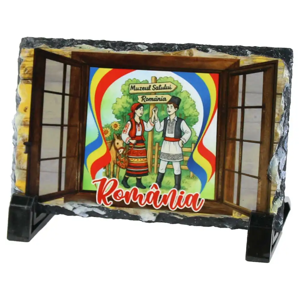 Placa ardezie "Muzeul Satului Romania" Placa ardezie "Muzeul Satului Romania"
