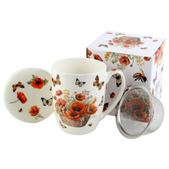 Cana portelan cu infuzor metalic si capac 350 ml