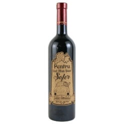 Vin rosu 750 ml "Pentru cel mai bun Sofer" cu eticheta personalizata din pluta