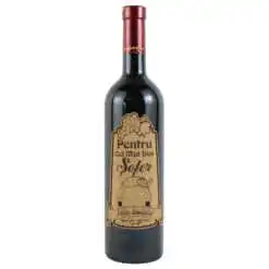 Vin rosu 750 ml "Pentru cel mai bun Sofer" cu eticheta personalizata din pluta