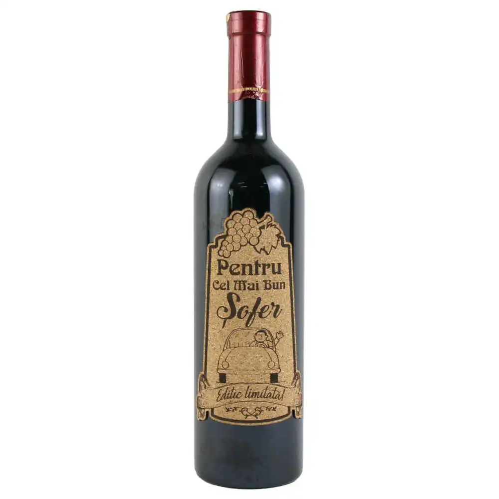 Vin rosu 750 ml "Pentru cel mai bun Sofer" cu eticheta personalizata din pluta Vin rosu 750 ml "Pentru cel mai bun Sofer" cu eticheta personalizata din pluta