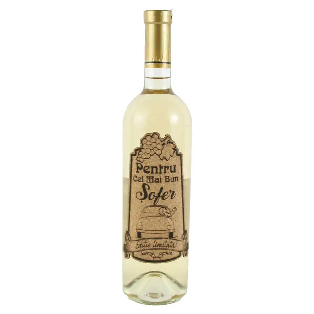 Vin alb 750 ml "Pentru cel mai bun Sofer" cu eticheta personalizata din pluta