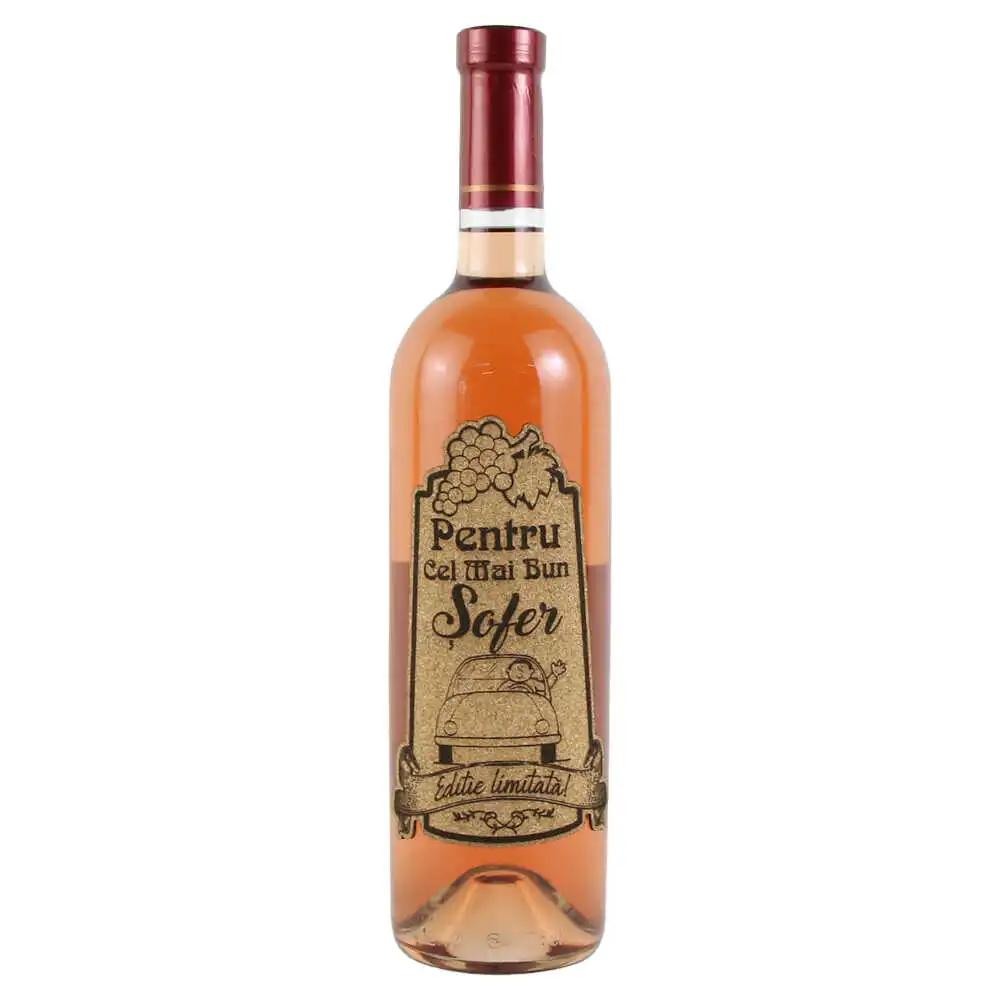 Vin rose 750 ml "Pentru cel mai bun Sofer" cu eticheta personalizata din pluta Vin rose 750 ml "Pentru cel mai bun Sofer" cu eticheta personalizata din pluta