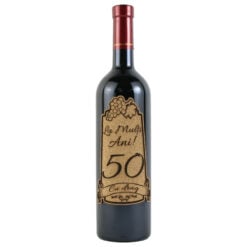 Vin rosu 750 ml "50 La multi ani! Cu drag" cu eticheta personalizata din pluta